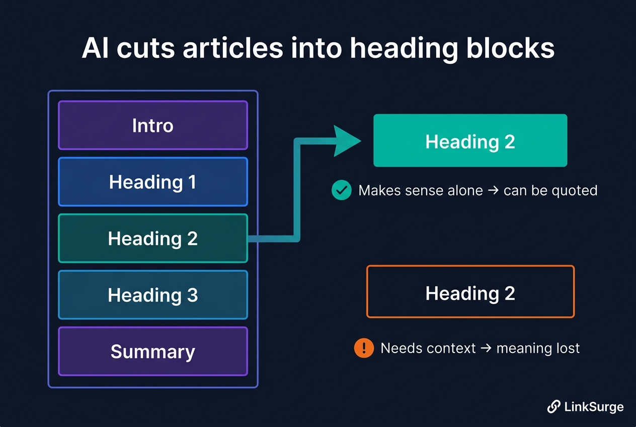 AI cuts articles into heading blocks