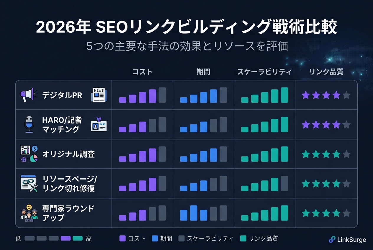 リンクビルディング5手法の比較