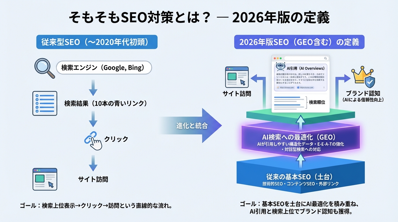 そもそもSEO対策とは? — 2026年版の定義