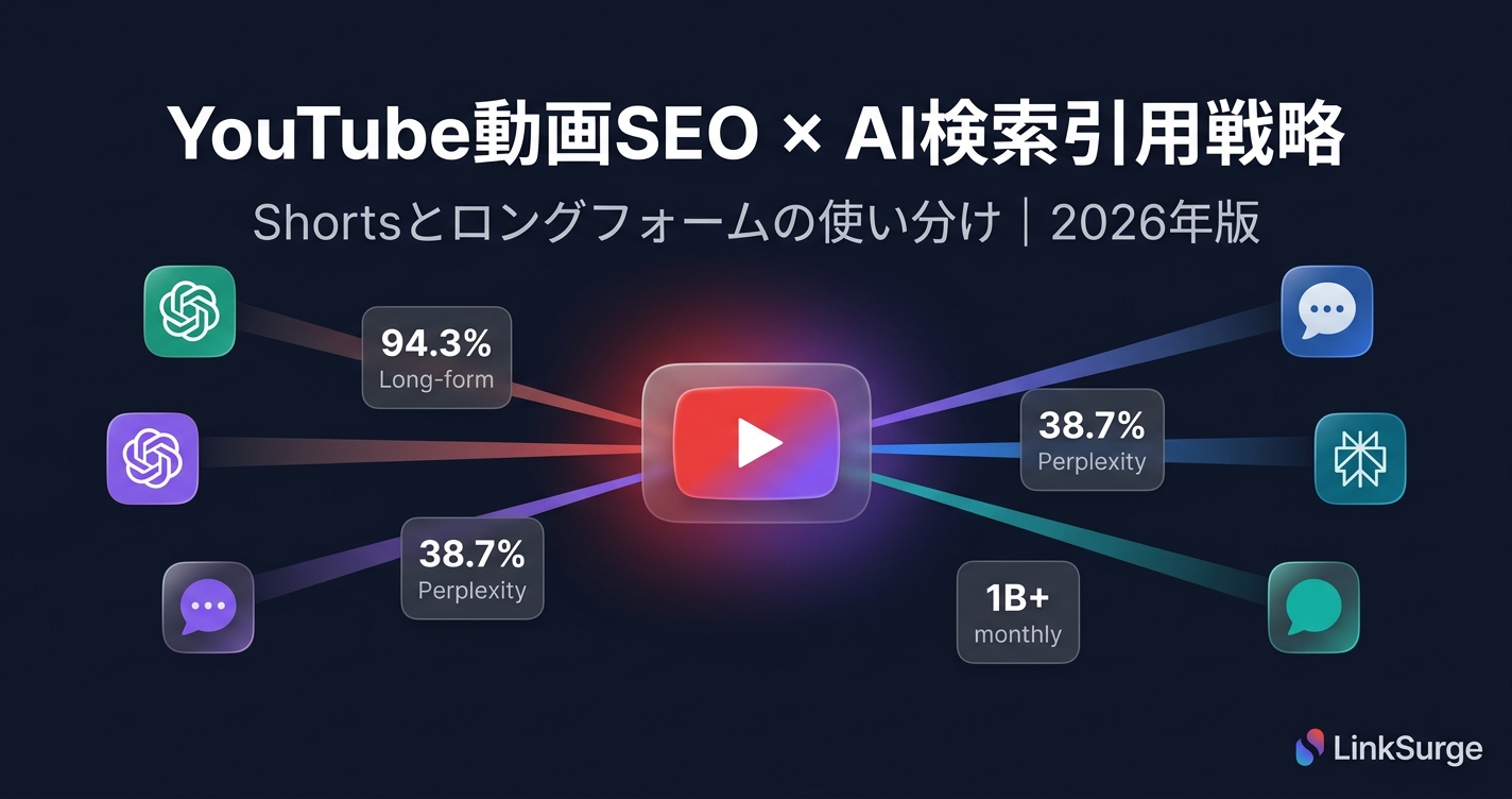 YouTube動画SEO × AI検索引用戦略：Long-form 94.3%の衝撃と2026年版Shorts活用法